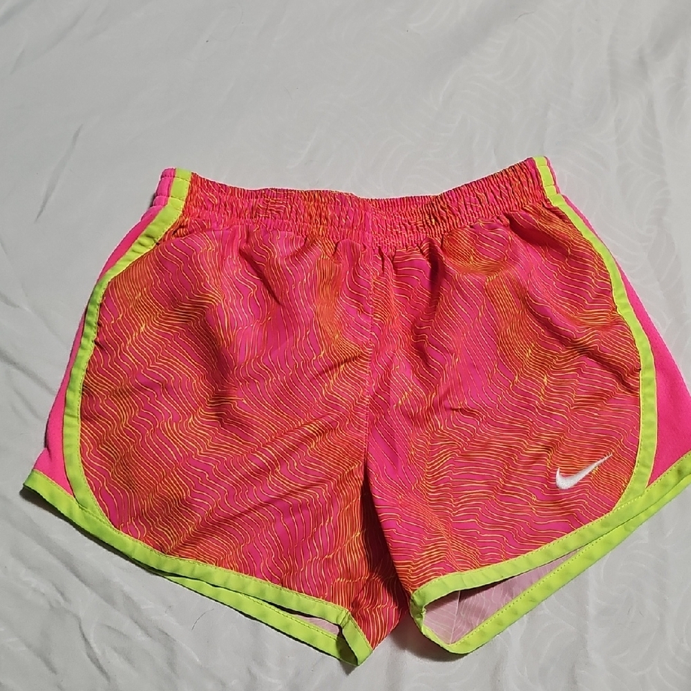 Nikes Kids Vibrant Pink and Lime Athletic Shorts. Looks In Great Condition.